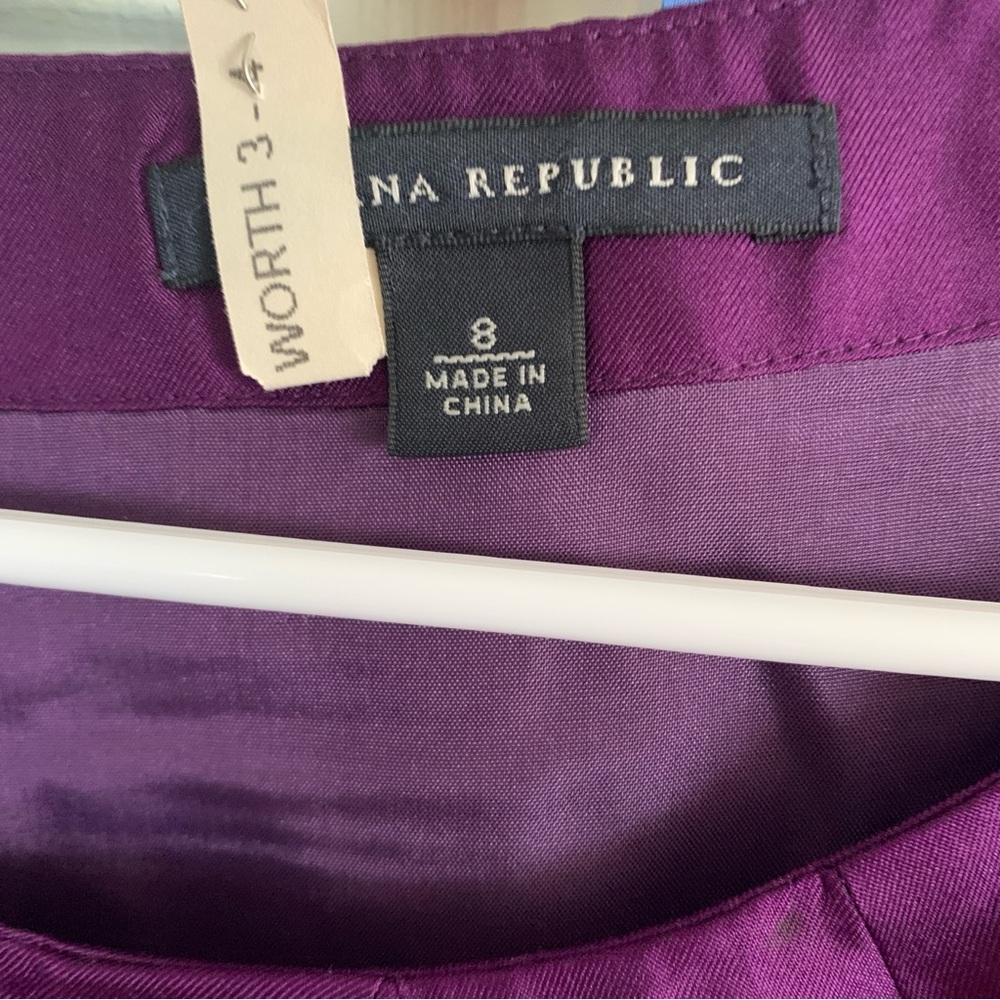 Banana Republic Purple 100% Silk Cap-Sleeve Midi Sheath Dress - Picture 3 of 7